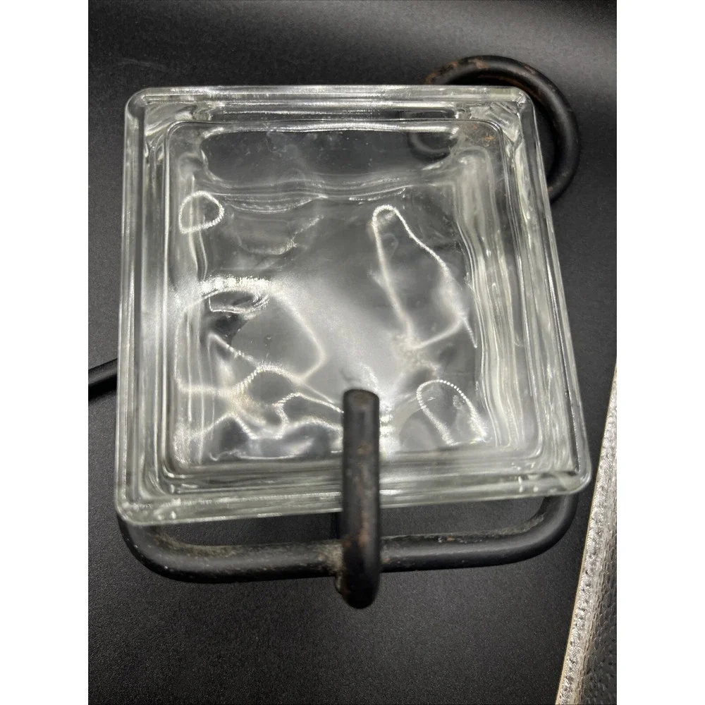 Square Glass Vase/Black‎ Iron Hanging Plant Decoration Propagation Station 13.5